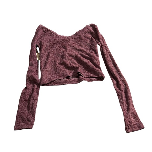 No Boundaries Purple Ruched Crop Blouse Long Sleeve - Picture 2 of 4